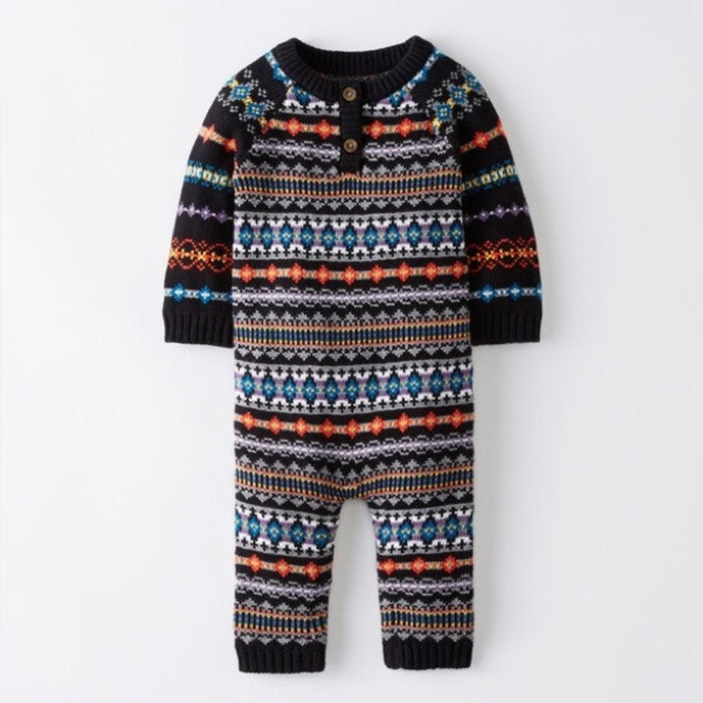 Hanna Andersson Baby Twilight Sweater Romper 3-6 Months Fair Isle Knit One Piece